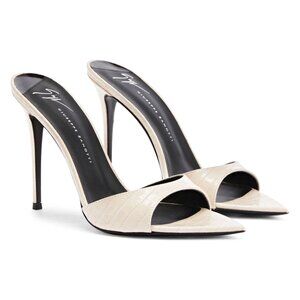 Giuseppe Zanotti Intrigo 90mm Crocodile Beige Mule Sandals Size 39 (MSRP $795)